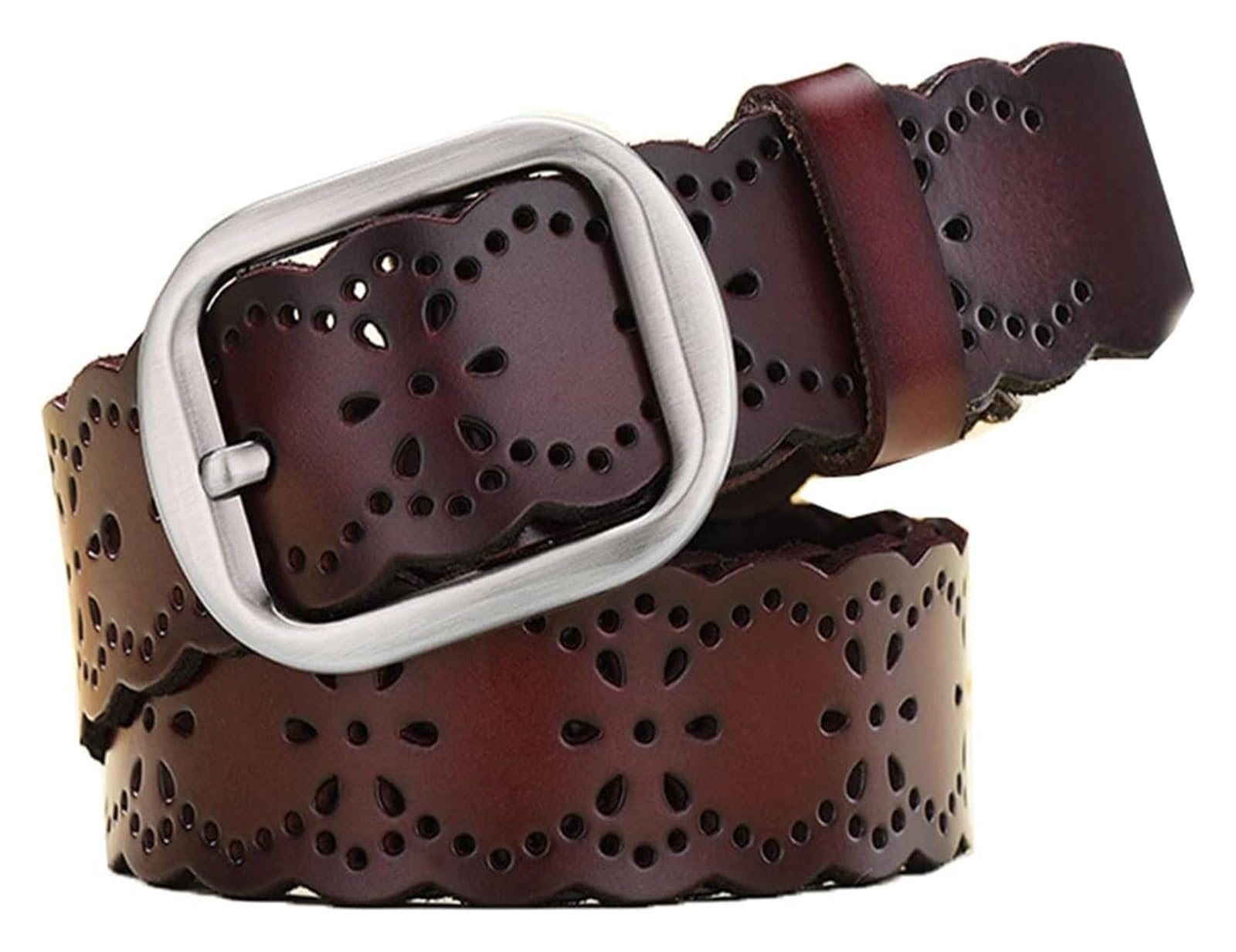 dfEDRd Ladies Waist Belt, 90-115cm Women Classic Belts Genuine Leather Cowhide Belt Hollow Out Lady Jeans Waistband(Coffee,95)