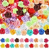Weysat 300 Pcs Mini Roses for Crafts 15 mm Mini Small Satin Ribbon Roses Flowers Artificial Tiny Fabric Flowers DIY Sewing Rosettes Applique Embellishments for Wedding Gift Wrapping Decoration