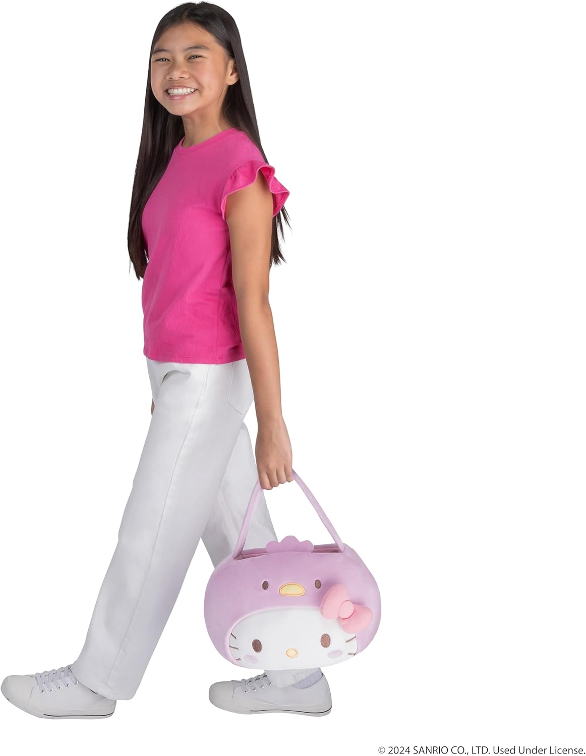 Jazwares Costume Play Hello Kitty and Friends Official Kuromi Heart Pail Accessory - 12-Inch Embroidered Treat Pail with Character Design and Carry Handle
