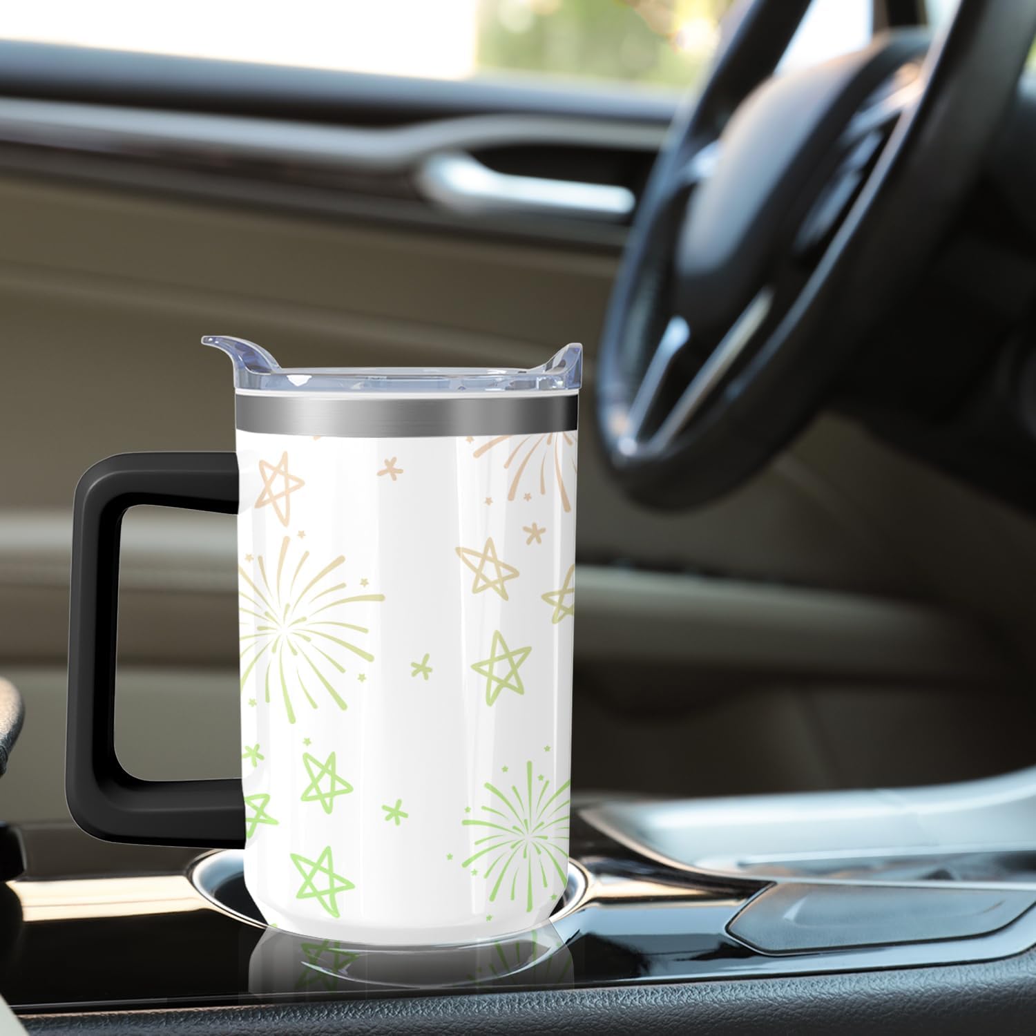 40oz Cartoon Castle Theme Tumbler | with Handle and Lid and Straw | Bowknot and Firework Travel Coffee Mug -Birthday,Christmas Gift - Image 6