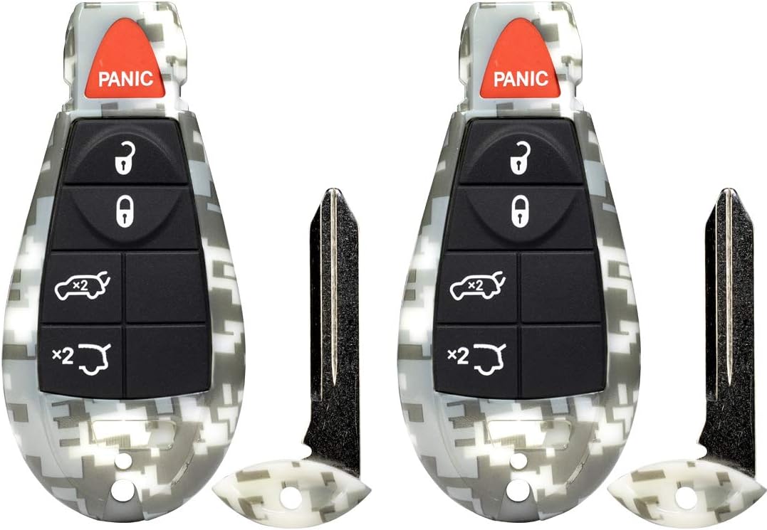 2X New Camouflage Entry 5 Buttons Remote Start Car Key Fob Fobik Remote IYZ-C01C for Commander - Grand Cherokee.