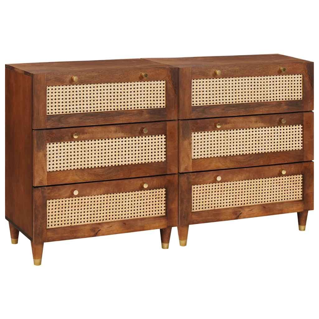 vidaXL Zestaw Komód 2 pcs Brązowy 60 x 33,5 x 75 cm Drewno z mango, Współczesna szafka boczna, z drewna mango, funkcjonalny mebel, prostokątny akcent do salonu, trwała konstrukcja