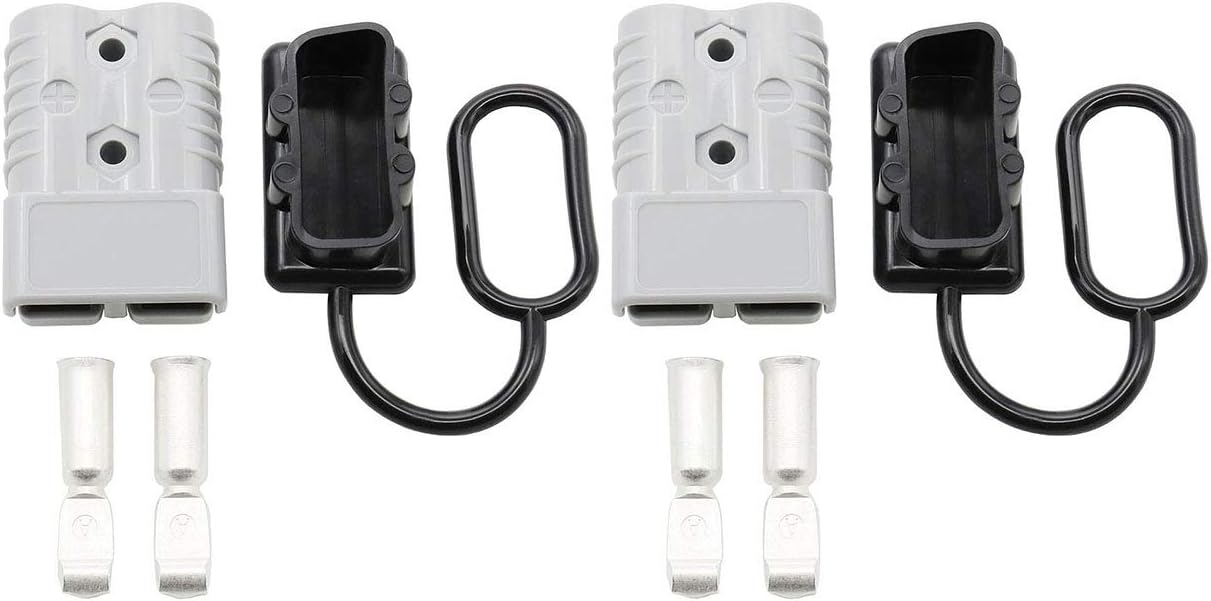 175A 1/0 AWG Battery Quick Connect Disconnect Electrical Connector Plug with 2 Pcs Dust Cover for Winch Trailer,2 Packs