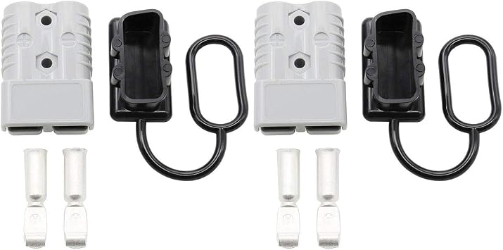 175A 1/0 AWG Battery Quick Connect Disconnect Electrical Connector Plug with 2 Pcs Dust Cover for Winch Trailer,2 Packs