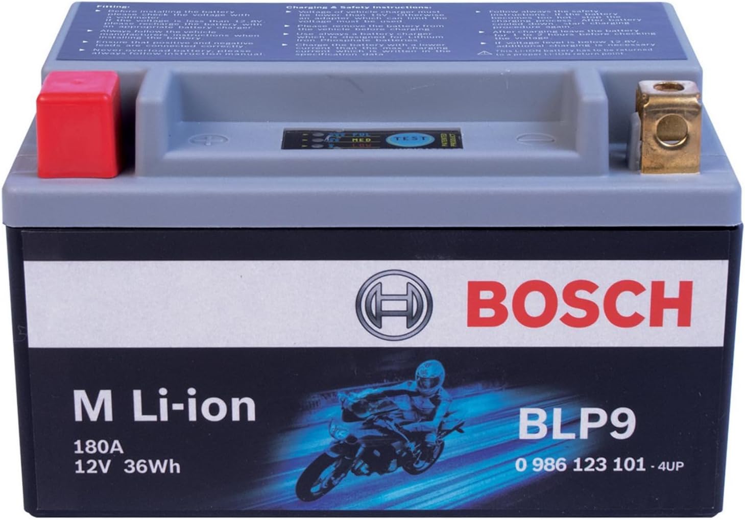 BOSCH BLP9 - Group 9-12V Lithium Battery - Powersport Li-ion Phosphate - 120A for Motorcycles, ATV/UTV, Snow Mobiles, Personal Watercrafts, Scooters and Jet Skis - 5.91″ x 3.43″ x 4.13″