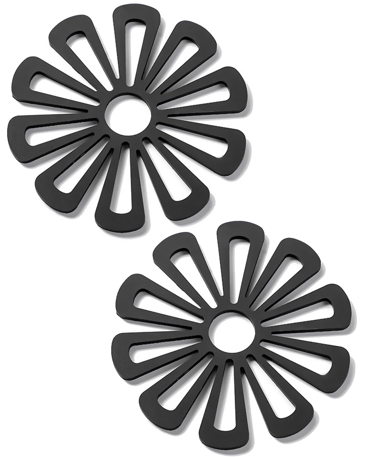 2 Pcs Silicone Trivets for Hot Pans,Heat Resistant Mats for Kitchen Cooking Dining(Black)