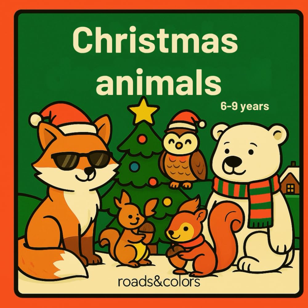 Christmas Animals – Coloring book for kids ages 6–9 (Amici animali da conoscere e colorare)