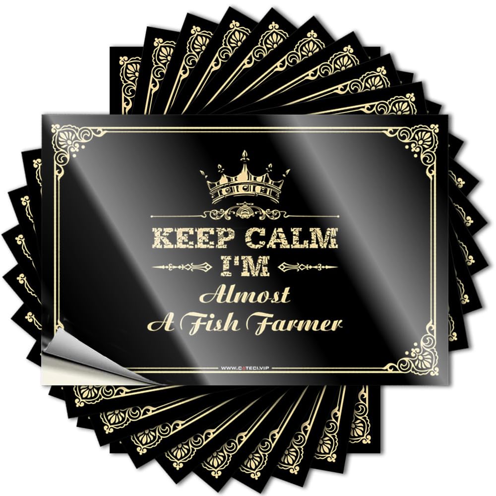 Decal Basement Decor Waterproof Vinyl Sticker | Keep Calm I'm Almost A Fish Farmer Scented Laptop for Cruise DIY Projects(6X9CM)