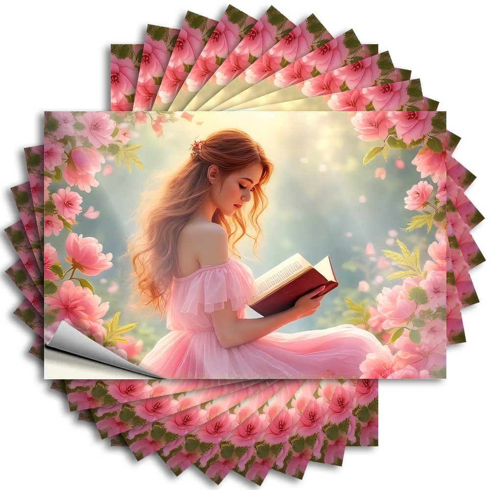 Fzfn Girls Colour Decal Stuff For Bedroom Darts Encouraging Bumper Reading In A Flower Garden - Scratch Resistant Stickers(8X12cm)