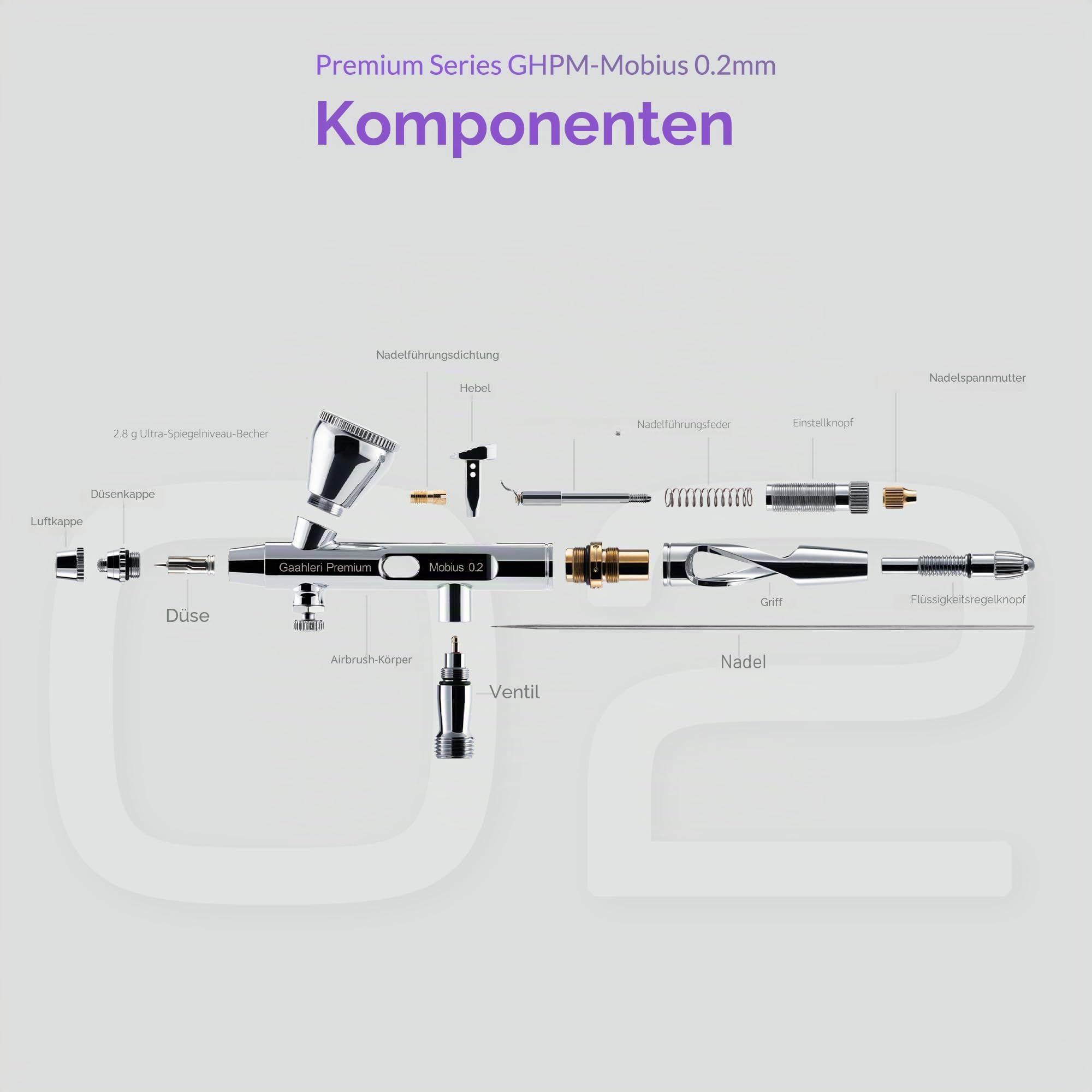 Gaahleri Airbrush Premium Serie GHPM-Mobius 0,2mm