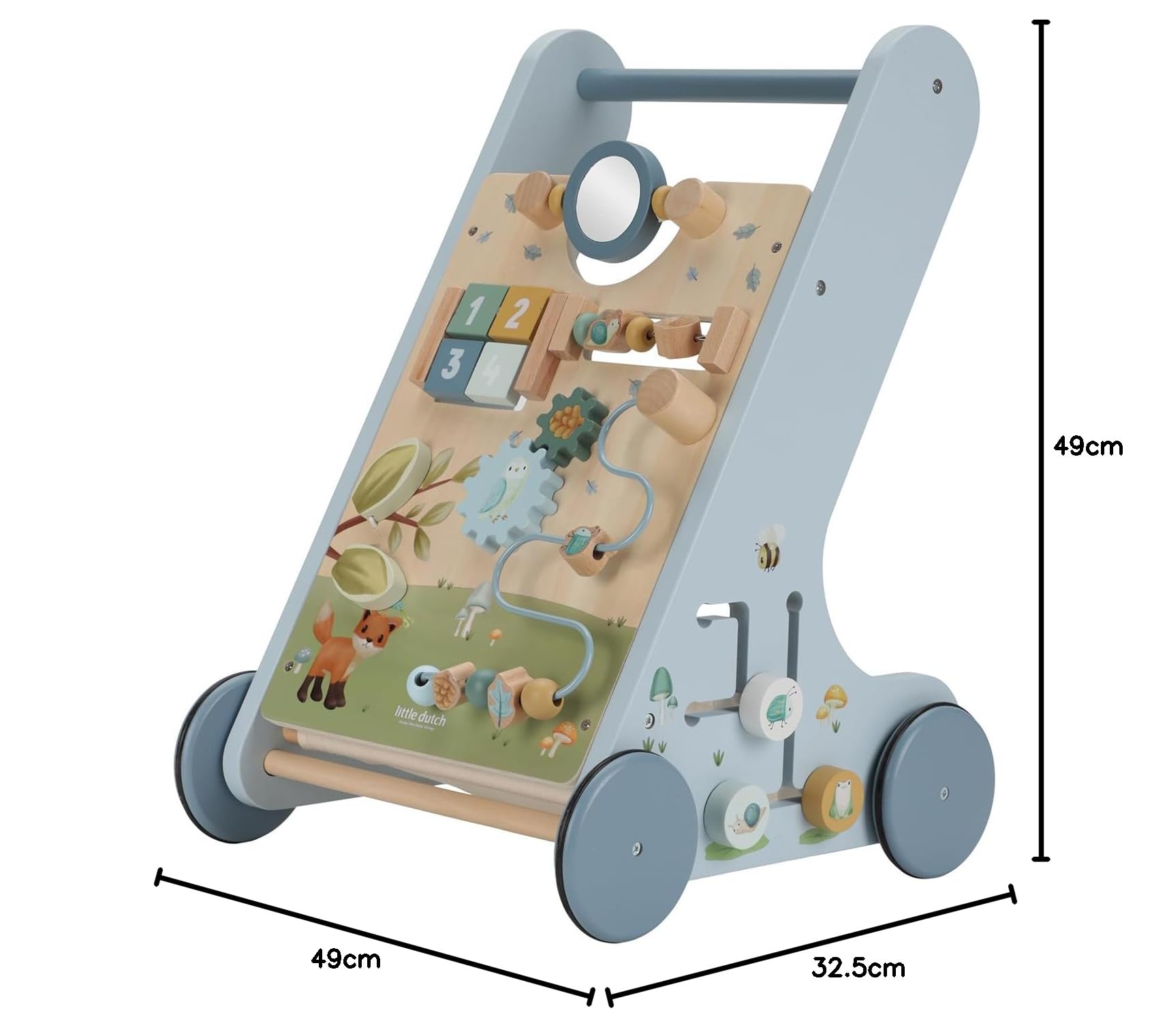 Little Dutch 7232 - Carrello in legno FSC Activity - Forest Friends blu