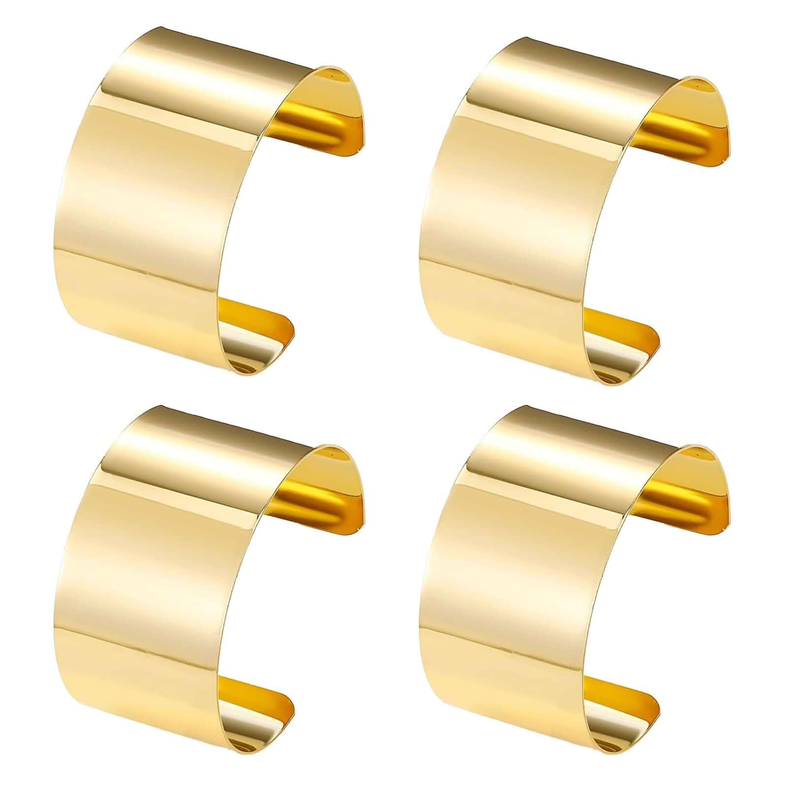 4 Pcs DIY Corsage Wrist Bracelet Bands Gold Bride Cuff Bracelets for Women Adjustable Chunky Gold Bangles Trendy Gold Jewelry for Bridal Party Prom, Party Accessories