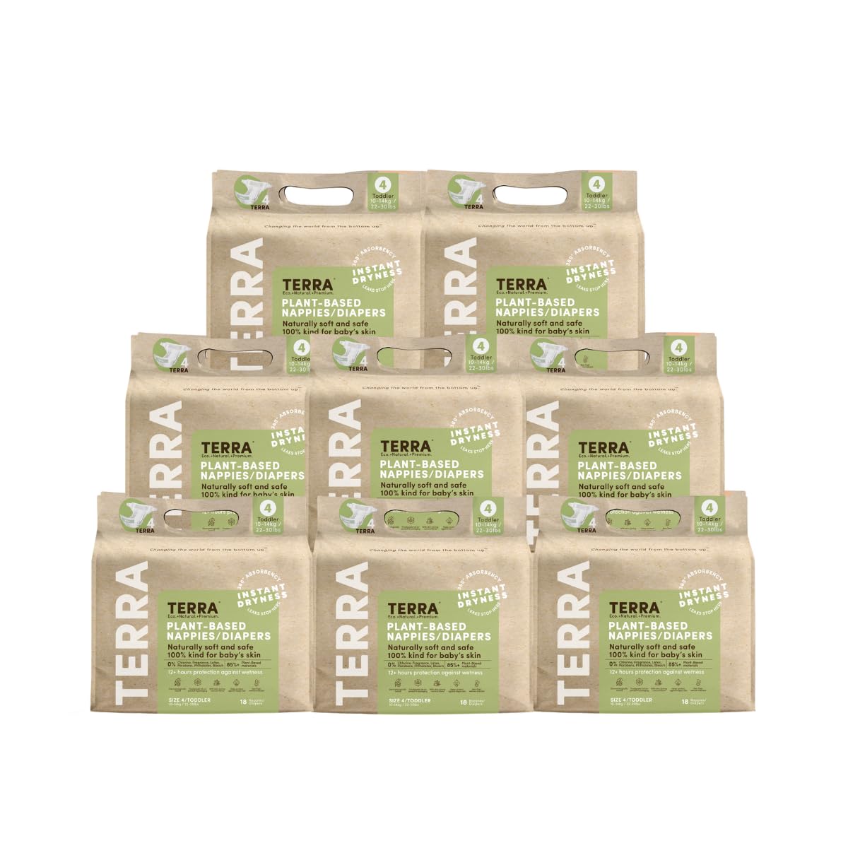 Amazon.com: Terra Size 4 Diapers: 85% Plant-Based Diapers, Ultra-Soft ...