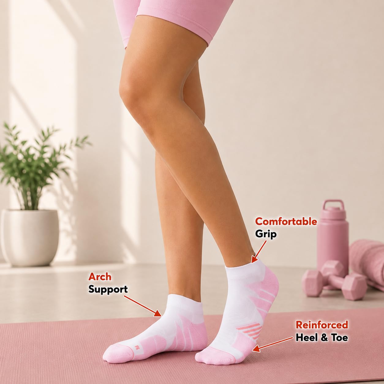 Supersox Ankle Length Performance Sports Socks for Woman | Combed Cotton | Moisture Absorbent & Anti-Odour | Durable Welt for Long-Lasting Comfort | Purple, Sky Blue, Pink | Pack of 3 3