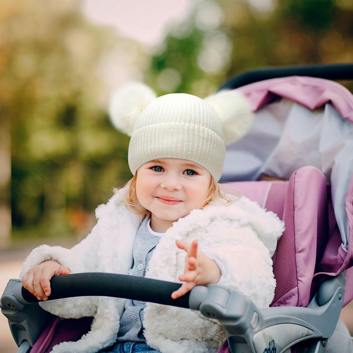 Winter Knitted Hats for Kids and Mother Warm Crochet Beanie Ski with Pom Pom Ball Caps Matching Skull Hat