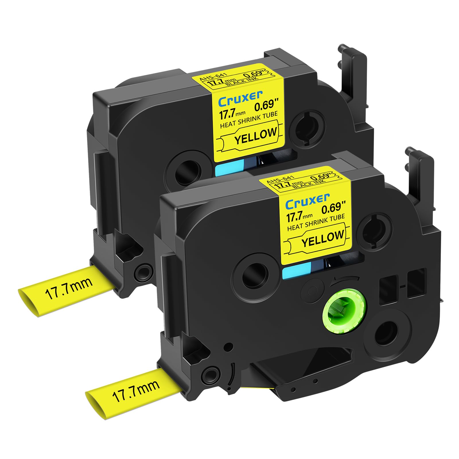 Cruxer 2 Pack Replacement for Brother HSe-641 17.7mm Heat Shrink Tube Black on Yellow HSE641 HS641 Heat Shrink Label Tape for P-Touch PT-300 E550W E500 H500 7600 D600 P710BT P750W Labels Maker