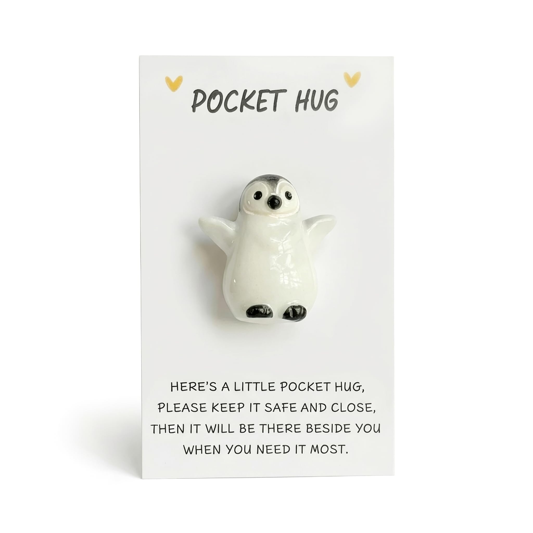 JRTEAY Mini Penguin Pocket Hug Gift, Cute Mini Penguin Keepsake with Message Card - Pocket Penguin Hugs for Friends, Family, Loved Ones