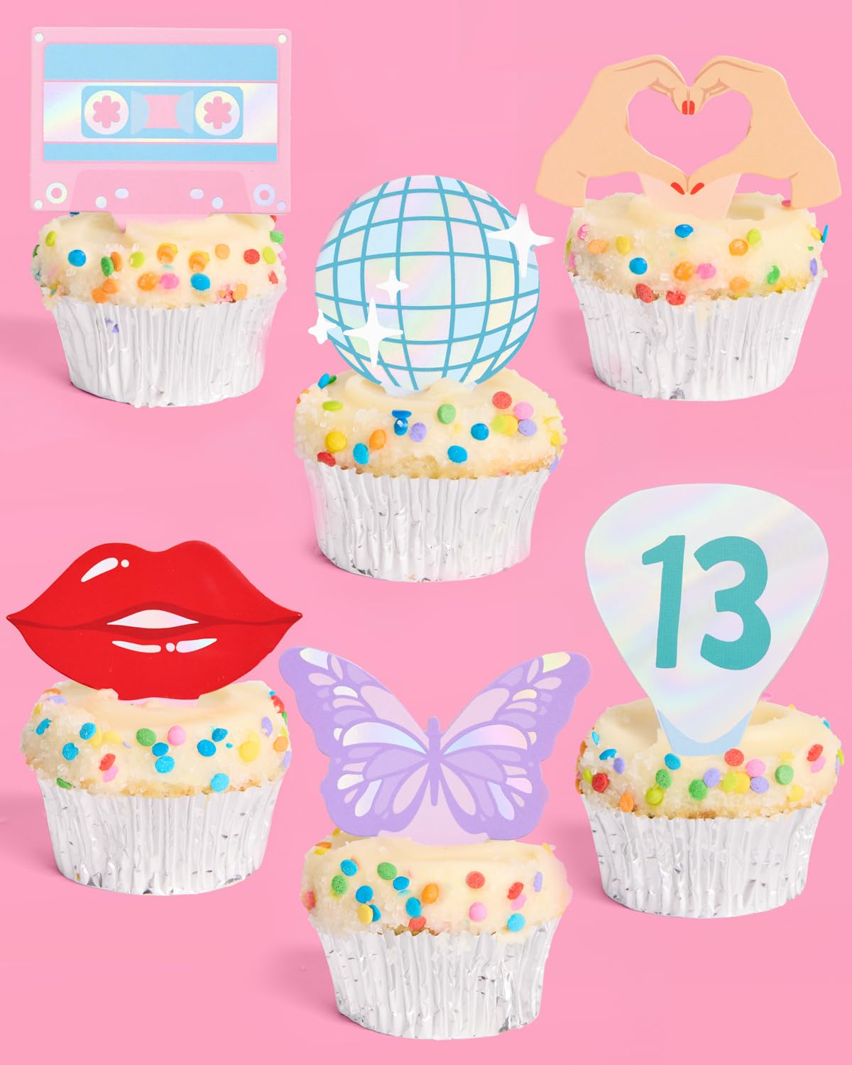 xo, Fetti Eras Party Cupcake Toppers - 24 pcs | Concert Party Cake Decoration, Bachelorette Decor, Birthday Food Supplies, Bridesmaid Cupcake Accessory