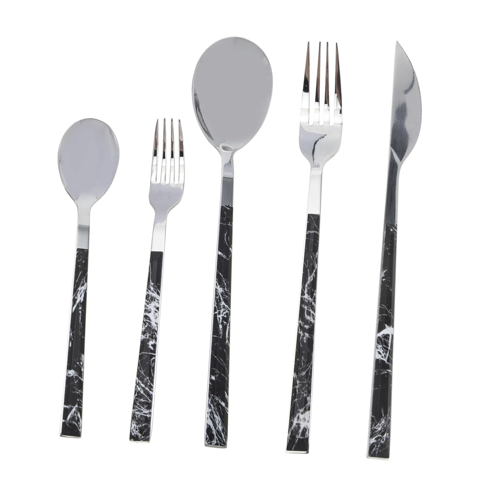 Juego De Cubiertos De 3/5 Piezas, Cuchillo, Tenedor, Cuchara, Juego De Cubiertos De Acero Inoxidable, Juego De Cubiertos De Plástico con Mango De Madera, Juego D,5 Pcs