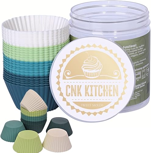 Moldes de silicona para cupcakes, antiadherentes, reutilizables, sin BPA, molde de cupcakes de colores naturales, ideal para hornear magdalenas,