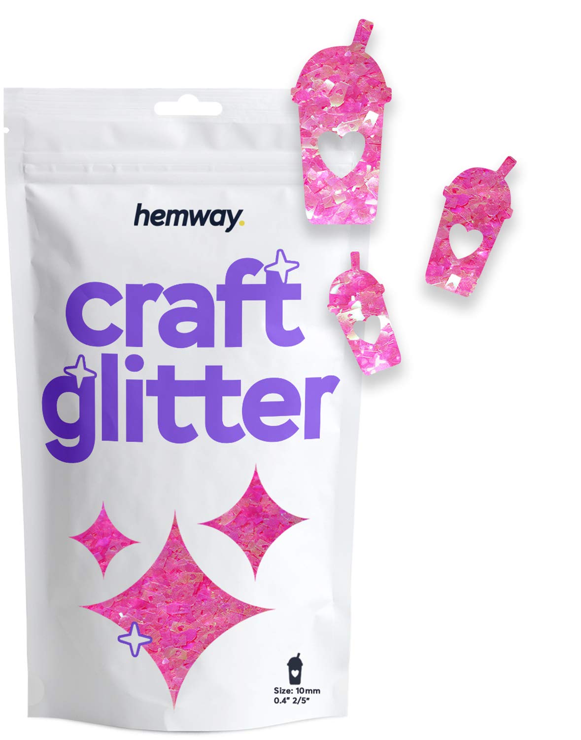 Hemway Craft Glitter Milkshake Shape, 50g, Baby Pink Iridescent, Milkshake - Baby Pink Iridescent, 50g / 1.8oz