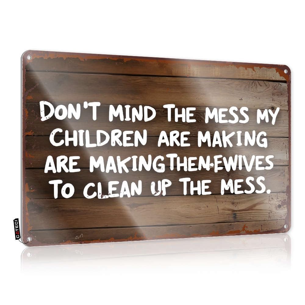 Fzfn Boys Colour Funny Wall Signs Nice Work Accessories Don't Mind The Mess My Children Are Making. - Vintage Wall Decor For Pool(30X40cm)