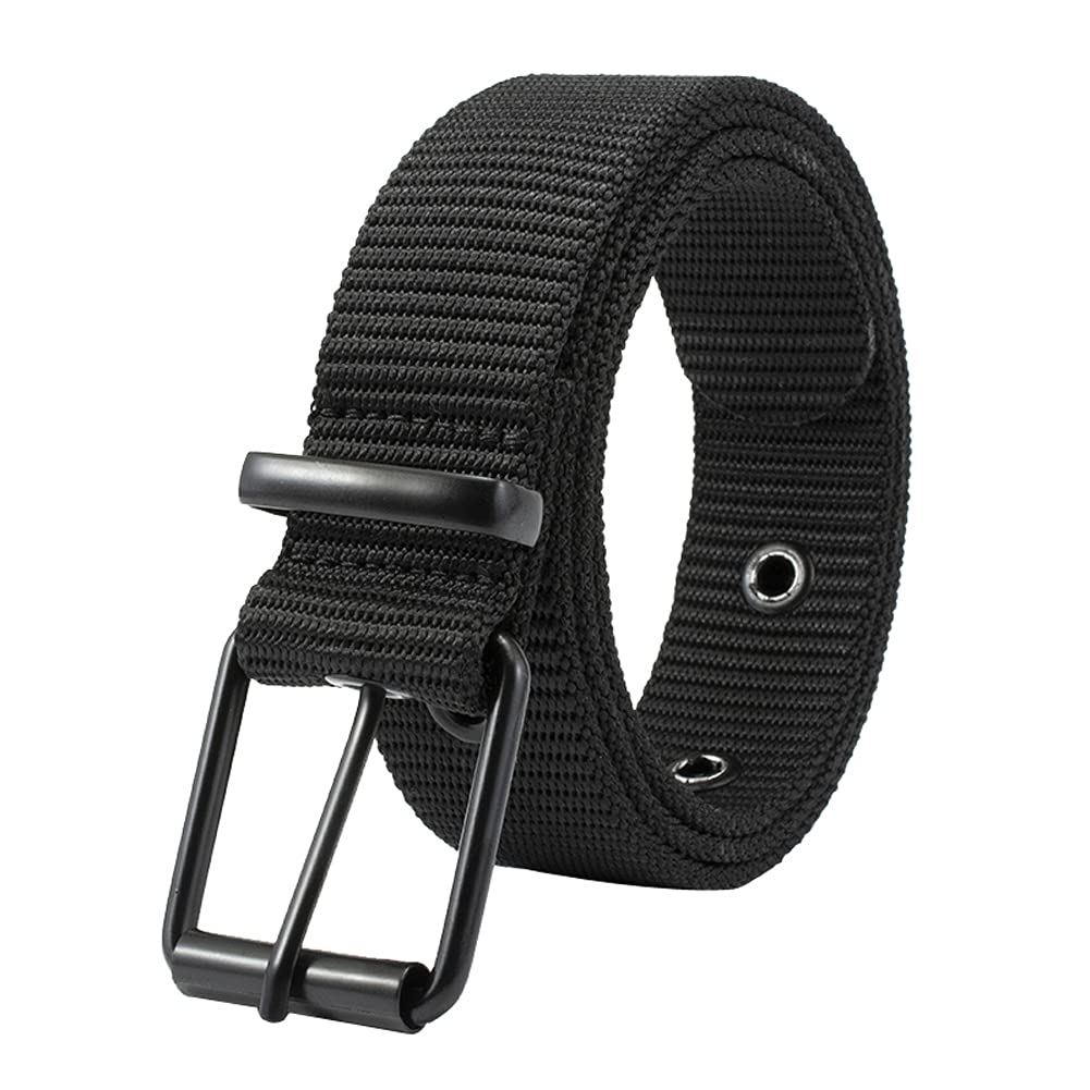 SAIBANGZI Mens Belt Nylon Belt for Men Black Belt Buckle Canvas Belt Unisex Men Women UK 34-44 Size