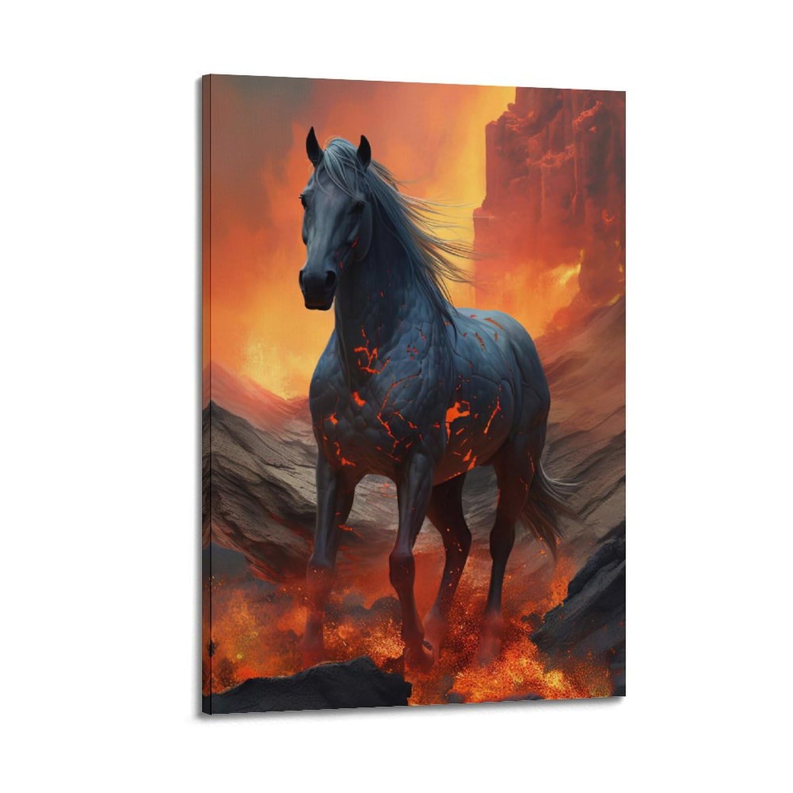 WZKTCL Animal Poster Horses in The Volcano Poster Decorative Painting Canvas Wall Posters And Art Picture Print Modern Family Bedroom Decor Posters 24x36inch(60x90cm)