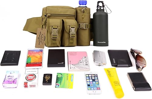 Miniatura 8 de ArcEnCiel - Mochila táctica para la cintura con cinturón militar para pesca al aire libre con soporte para botella de agua