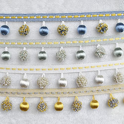 Dentelle de rideau, franges, pompon, 3 mètres, boule suspendue, franges, pendentif perlé, garnitures à franges, rideau de maison, décoration de nappe de canapé (couleur : rouge) (couleur : vert) (ma