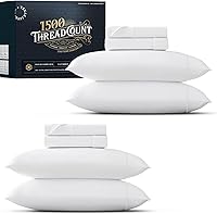 Vista 37 de TEXAS LINEN CO. Juego de 4 fundas de almohada 100% algodón egipcio, tamaño estándar/Queen, lujosas fundas de almohada de algodón de 1500 hilos