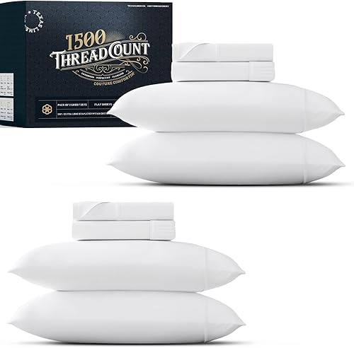 Miniatura 38 de TEXAS LINEN CO. Juego de sábanas de algodón egipcio 100% tamaño King - Sábanas de algodón egipcio de lujo de 1500 hilos tamaño King, bolsillo