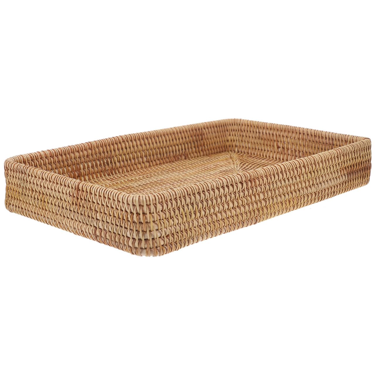 Bandeja de Servicio de Ratán Rectangular con Diseño Bohemio, Hecha a Mano para Desayuno y Decoración de Mesa de Centro