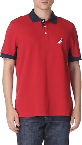 Nautica - Camisa estilo polo de tela piqué para hombre, de manga corta, de calce clásico, de alto rendimiento