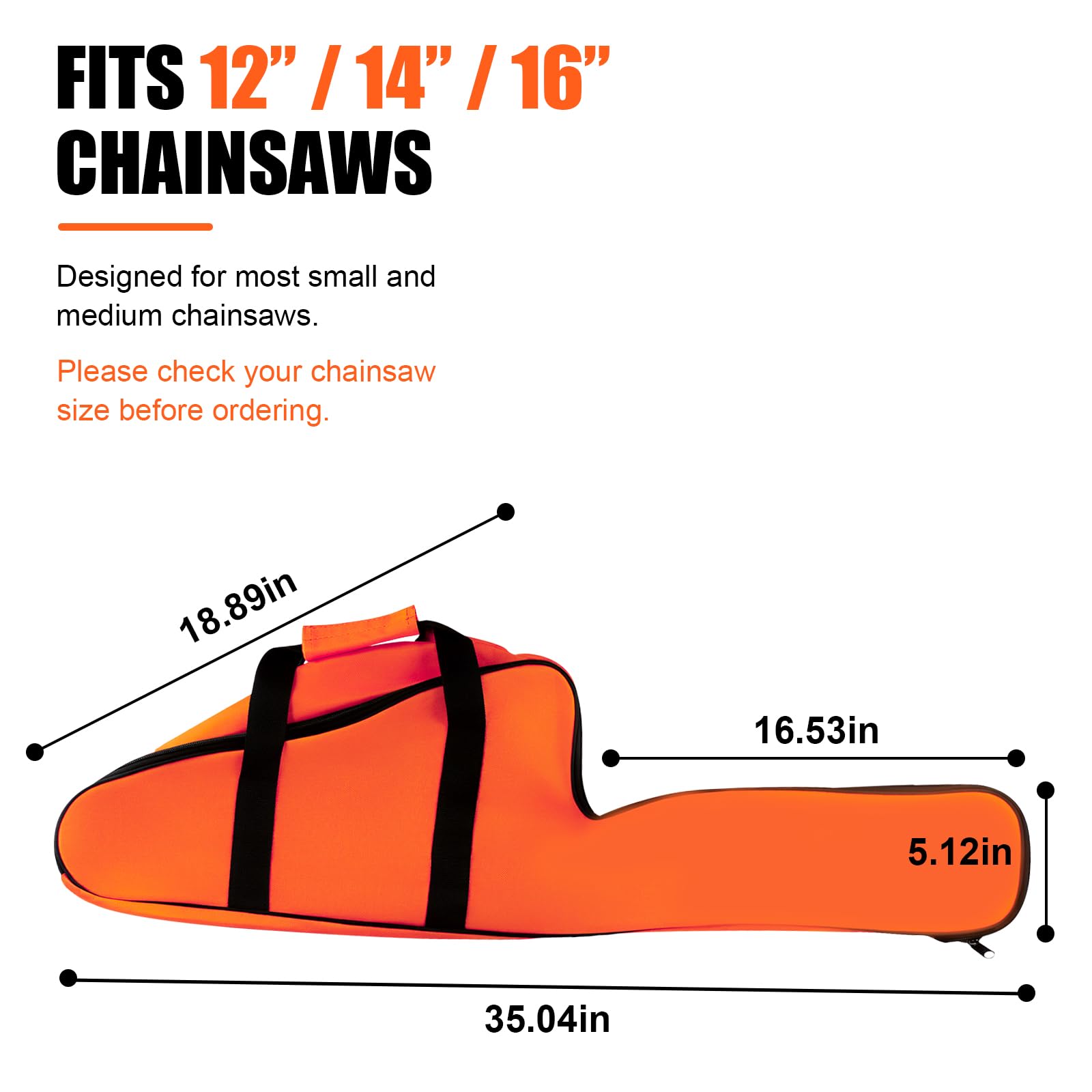 Chainsaw Bag Carrying Case Portable Protection Waterproof Holder Fit for Stihl Husqvarna 12''/14''/16'' Chainsaw Storage Bag(Orange)