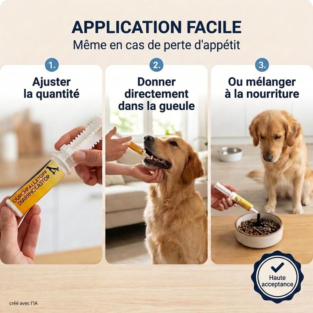 Pâte Anti diarrhée Chien 15 ML | Probiotique Chien pour diarrhée aigüe - Smectite & Charbon Actif Chien- Santé intestinale