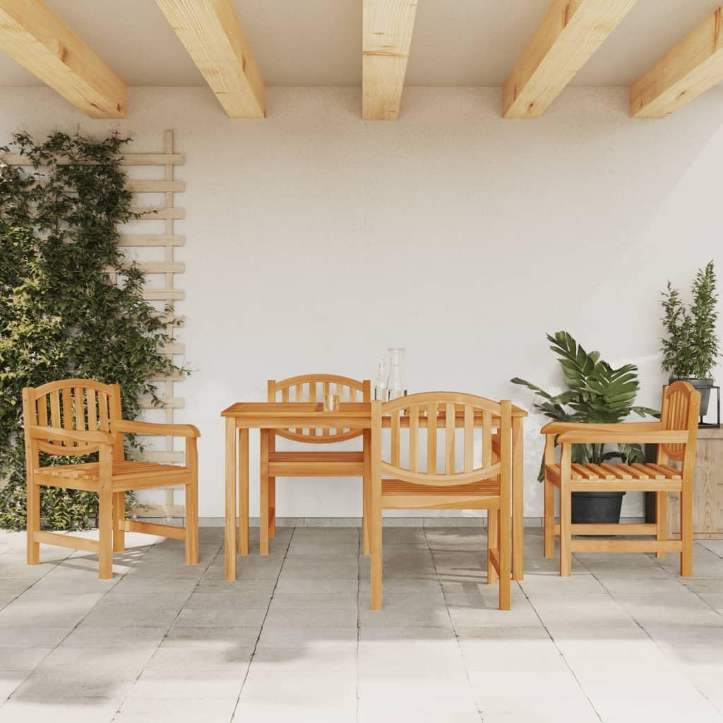 Set di mobili da giardino in teak, 140 cm, 4 sedie pieghevoli con bracciolo, robusto, per terrazze, esterni, lounge