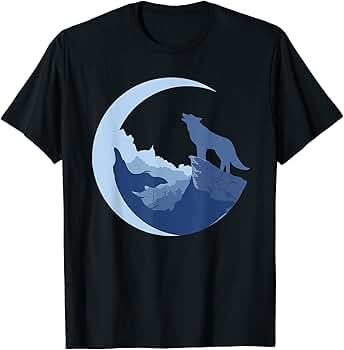 Amazon.com: Wolf Howling At The Moon T-Shirt : Clothing