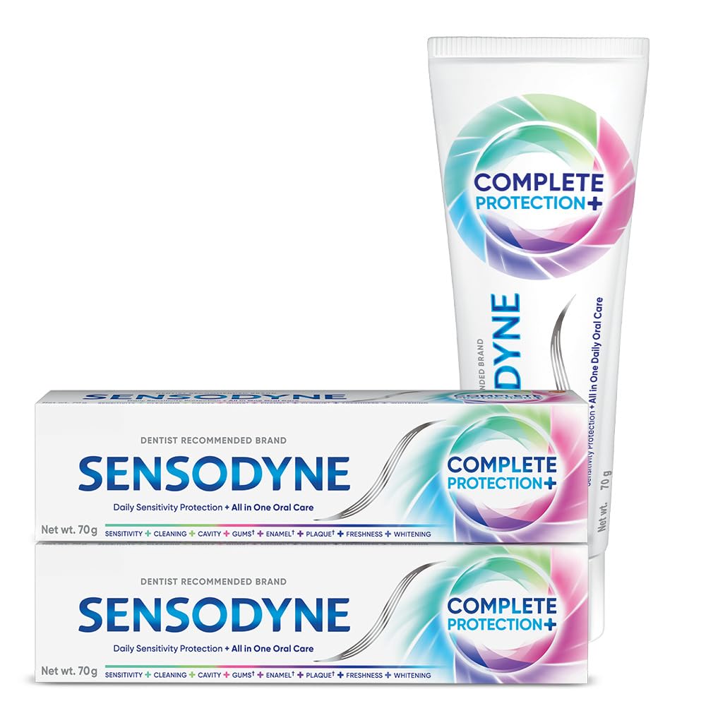 Toothpaste Complete Protection+ | All-in-One Daily Sensitivity Protection Tooth Paste Combo Pack - 140gm (70gm x 2) | Dentist Recommended | Fresh Breath, Cavity Protection, Removes Plaque, Healthy Gums