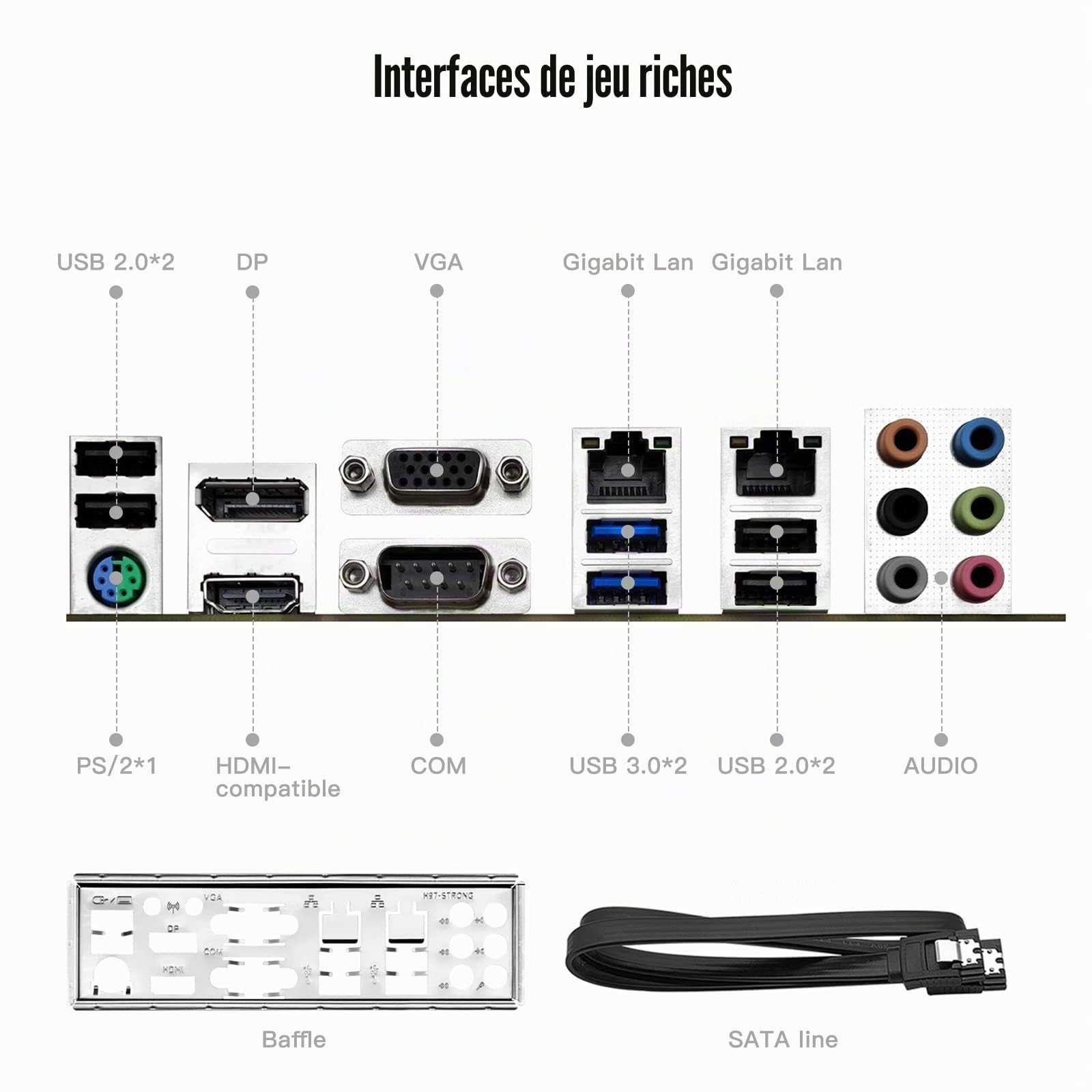 SHANGZHAOYUAN H97 Carte mère LGA 1150 pour processeur Intel 4ème génération Core i7/i5/i3/E3 (Mini ITX, DDR3, PCIe 3.0, NVME M.2, SATA 6 Go/s, VGA/DVI/HDMI, WIFI M.2, Dual LAN)