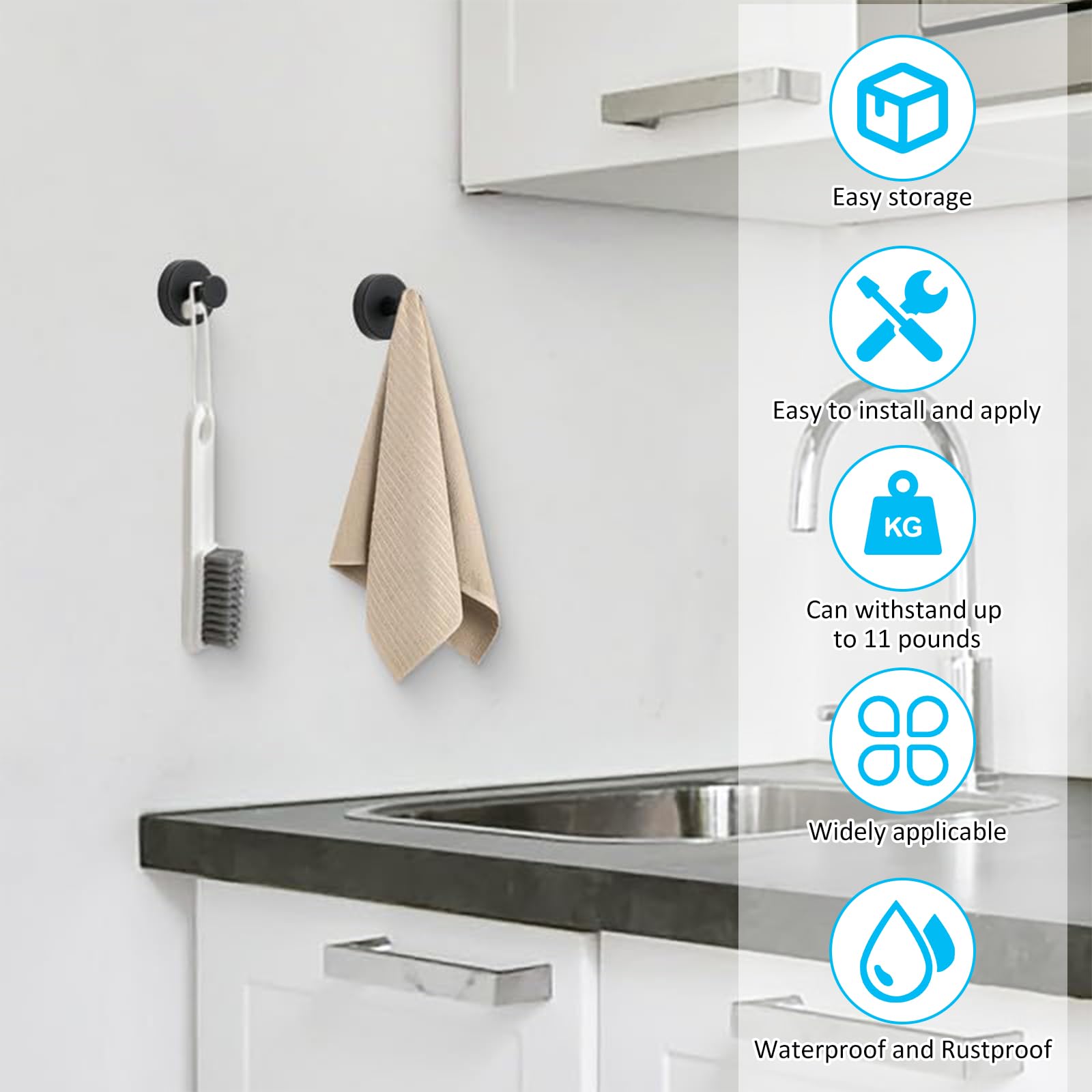 Ganchos Para Toallas De Baño De Acero Inoxidable  2 Unidades Resistentes Al Agua Con Ventosas 97406930