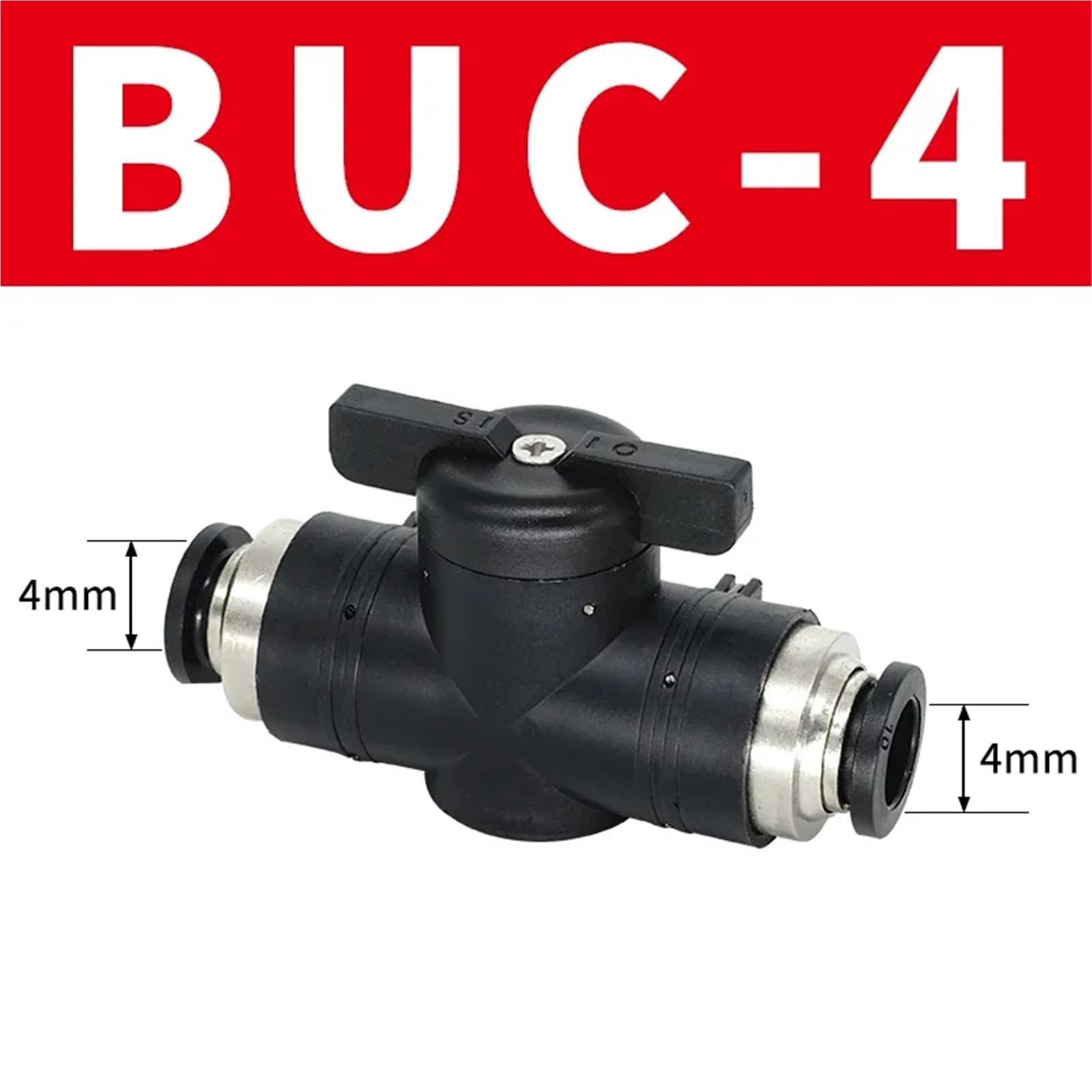 Raccordo pneumatico 4/6/8/10/12/14/16 mm interruttore valvola manuale a sfera BUC-4 BUC-6 BUC-10 connettore di aggancio per tubo dell'aria 1 pezzo (BUC 4 mm, 50 pezzi)