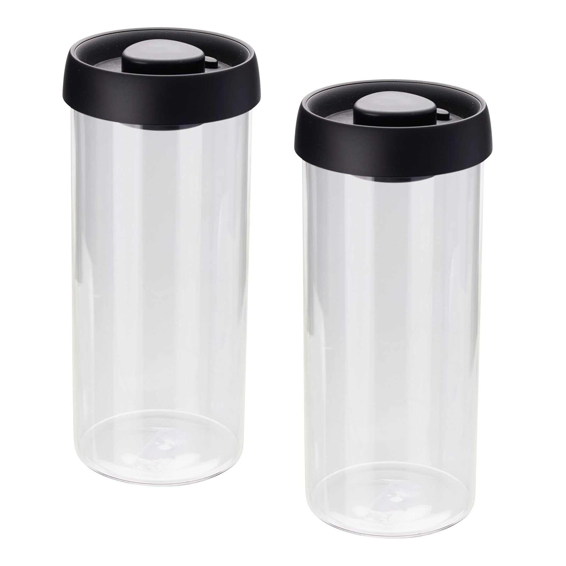 Carousel Home Set of 2 Glass Storage Jars with Vacuum Pump 1500ml | 24x10cm Food Storage Containers with Airtight Lid for Kitchen Storage | Glass Jars with Lid