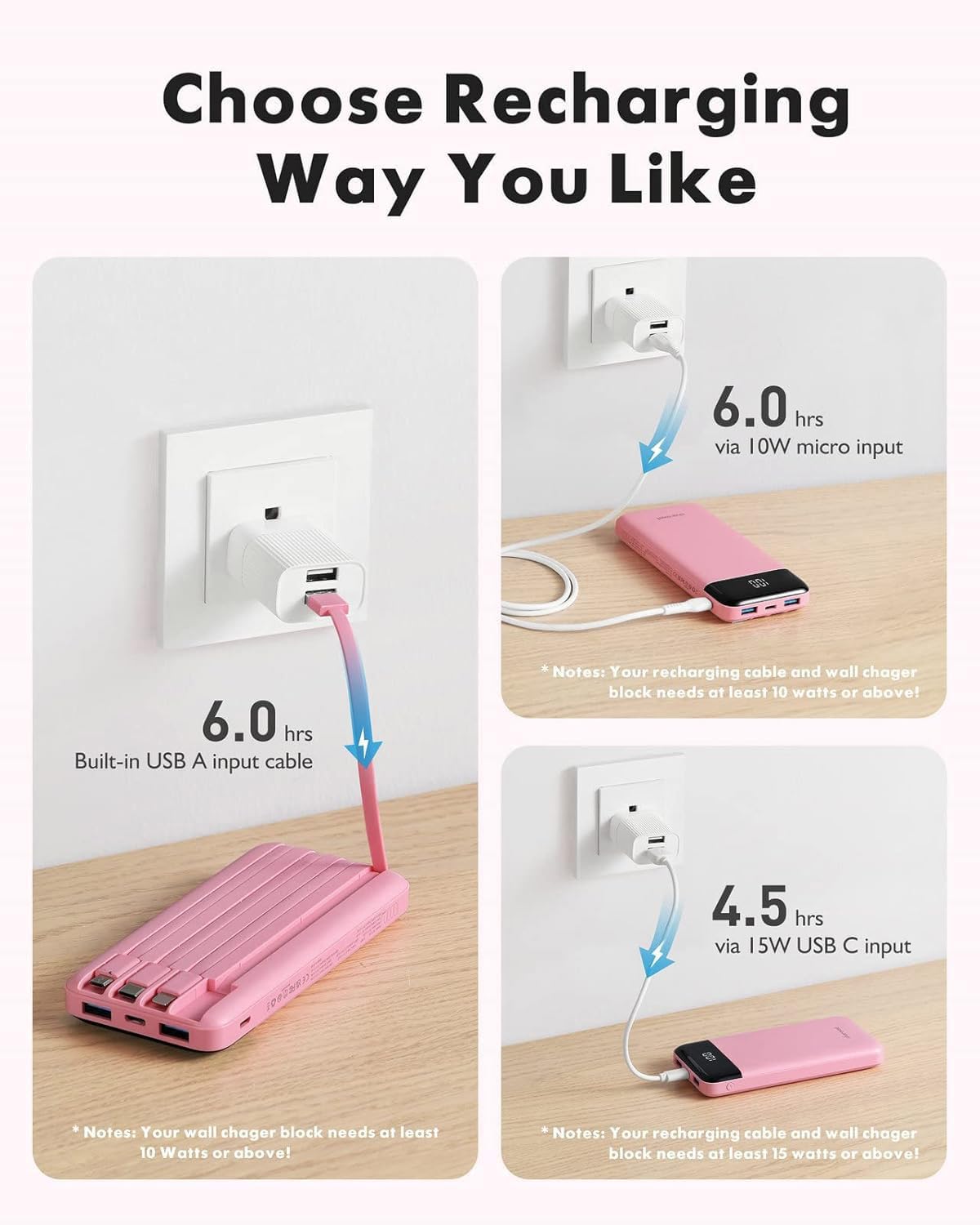 charmast Portable Charger with Built-in Cables X 4, Portable Phone Charger view 4