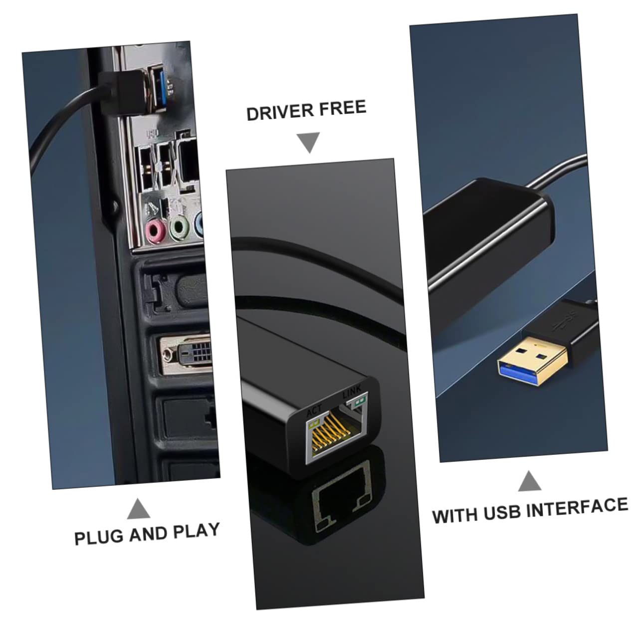 Hemobllo 3pièces Adaptateur USB Ethernet Convertisseur Réseau pour Pc Et Ordinateurs Portables Connectivité Rapide Jusqu à Mbps Pratique pour Bureau Gaming Compatible avec Tous