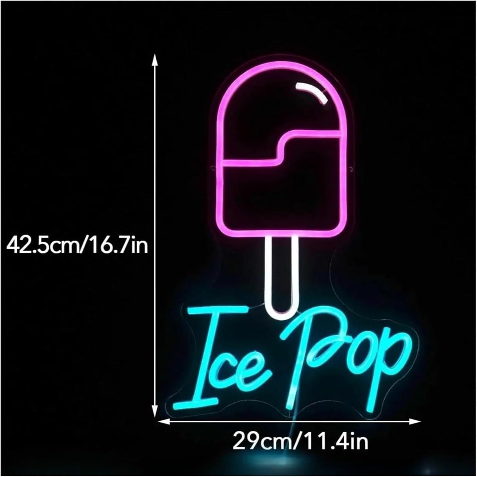Luci al neon Insegna al neon Ice Pop Insegne ideali per la decorazione delle pareti dei negozi, 29 cm x 42,5