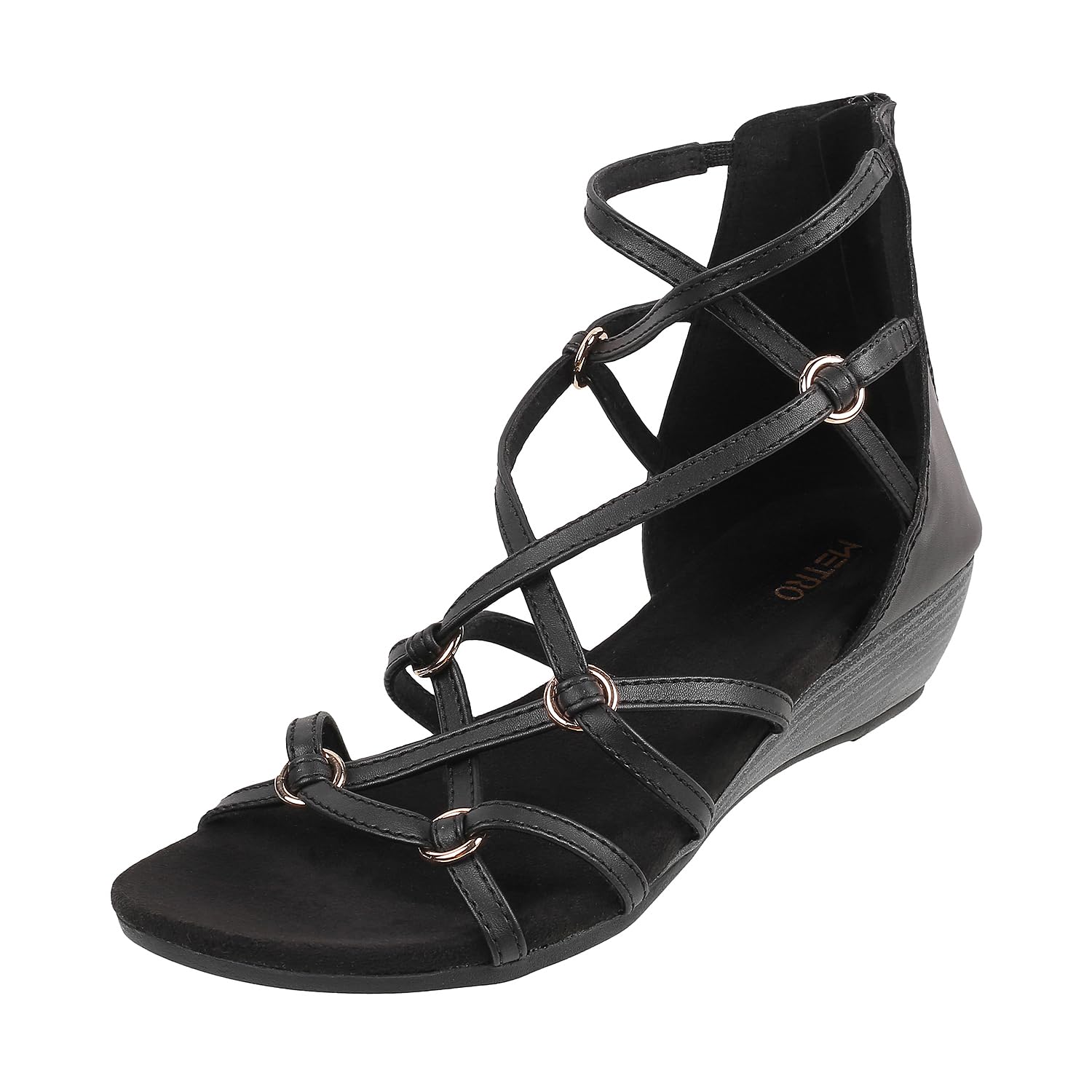 Metro Women Black Synthetic Leather Gladiator UK/8 EU/41 (33-3160) (B0D4HNCBVD) Amazon Price History, Amazon Price Tracker