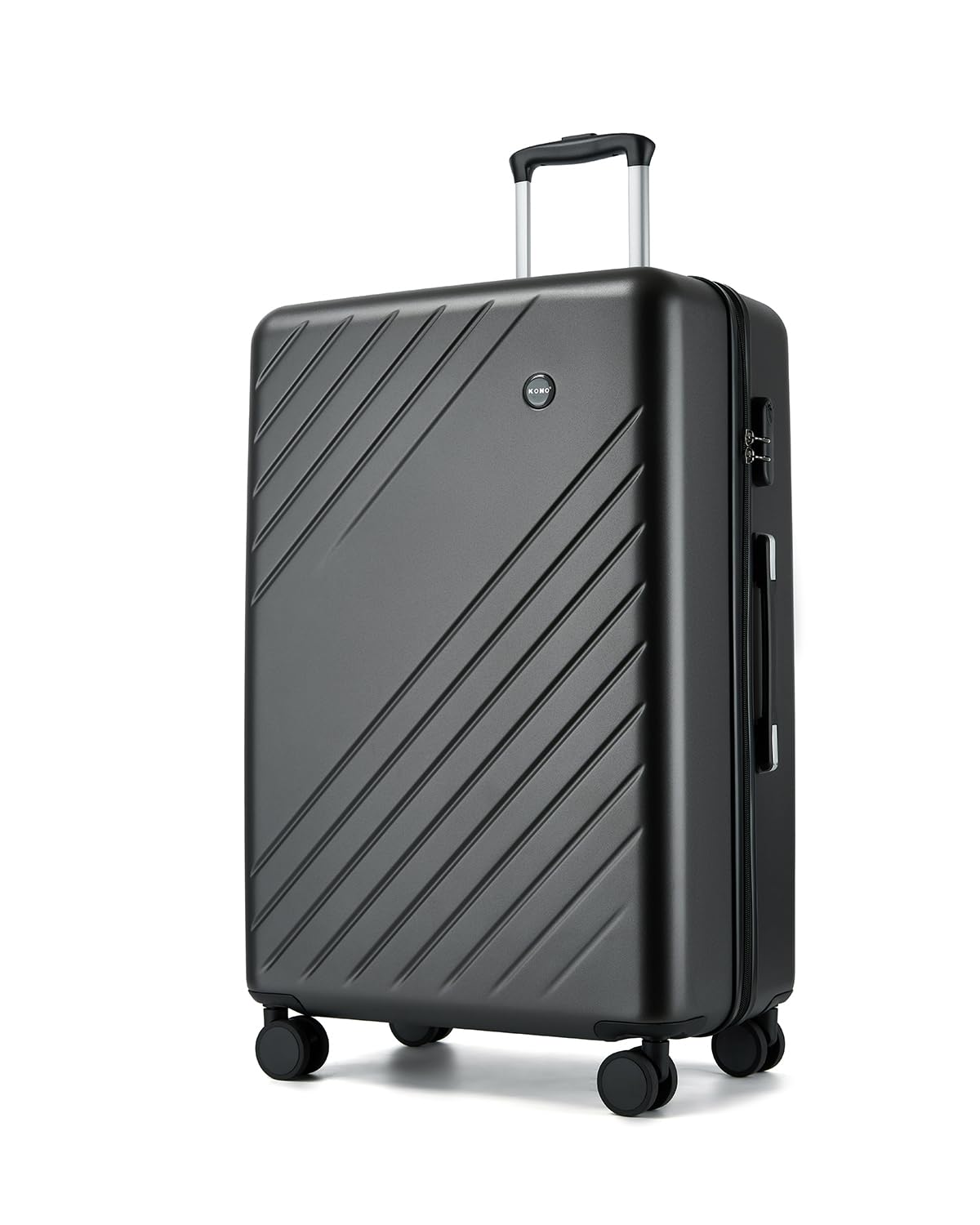 Kono Valise Grande Taille Soute 76.5cm 94L Valise Rigide ABS+PC Anti-salissure Imperméable Léger Résistant à la Compression 360° Roues Silencieuses avec Serrure Extérieure de Sécurité, Gris/Noir