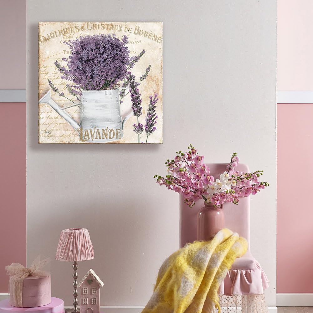Stampa Su Tela Floreale Lavanda – Quadro Botanico Ad Acquerello, Viola, 30,5x40,6 Cm, Pronto Da Appendere - 3