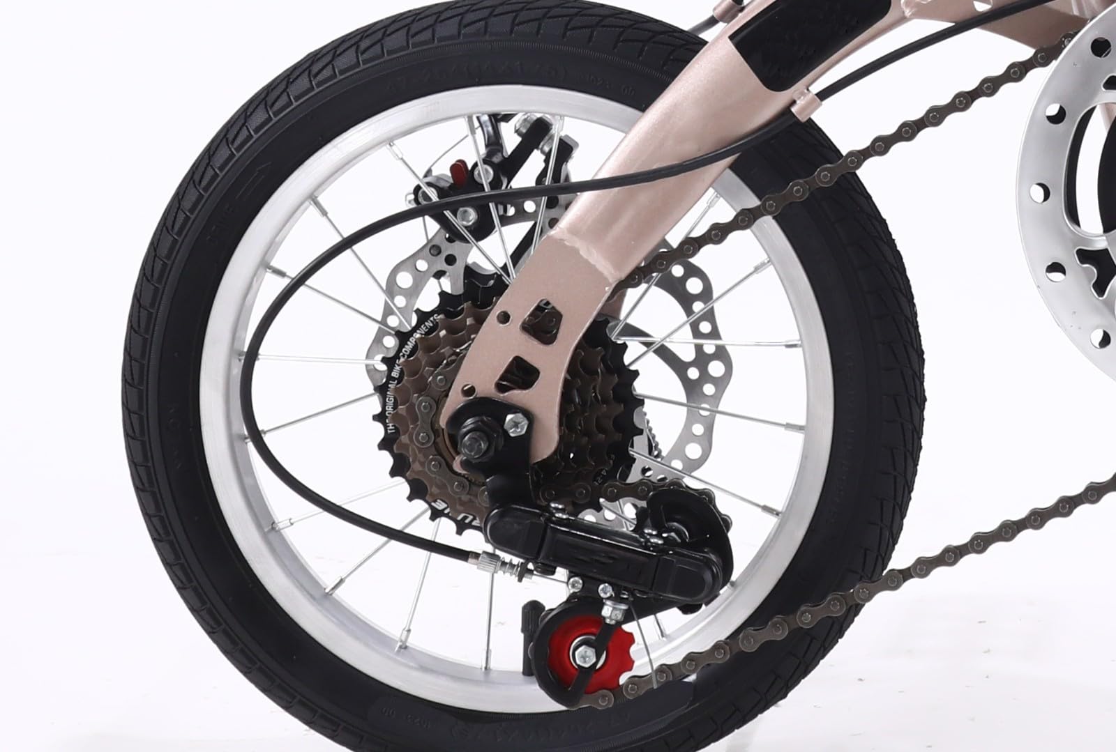 Bicicletta Pieghevole 14/16 Pollici Anteriore E Posteriore con Telaio Acciaio Carbonio Bicicletta per Adulti velocità Variabile Bicicletta Pieghevole per Studenti Super Leggera A,16inch
